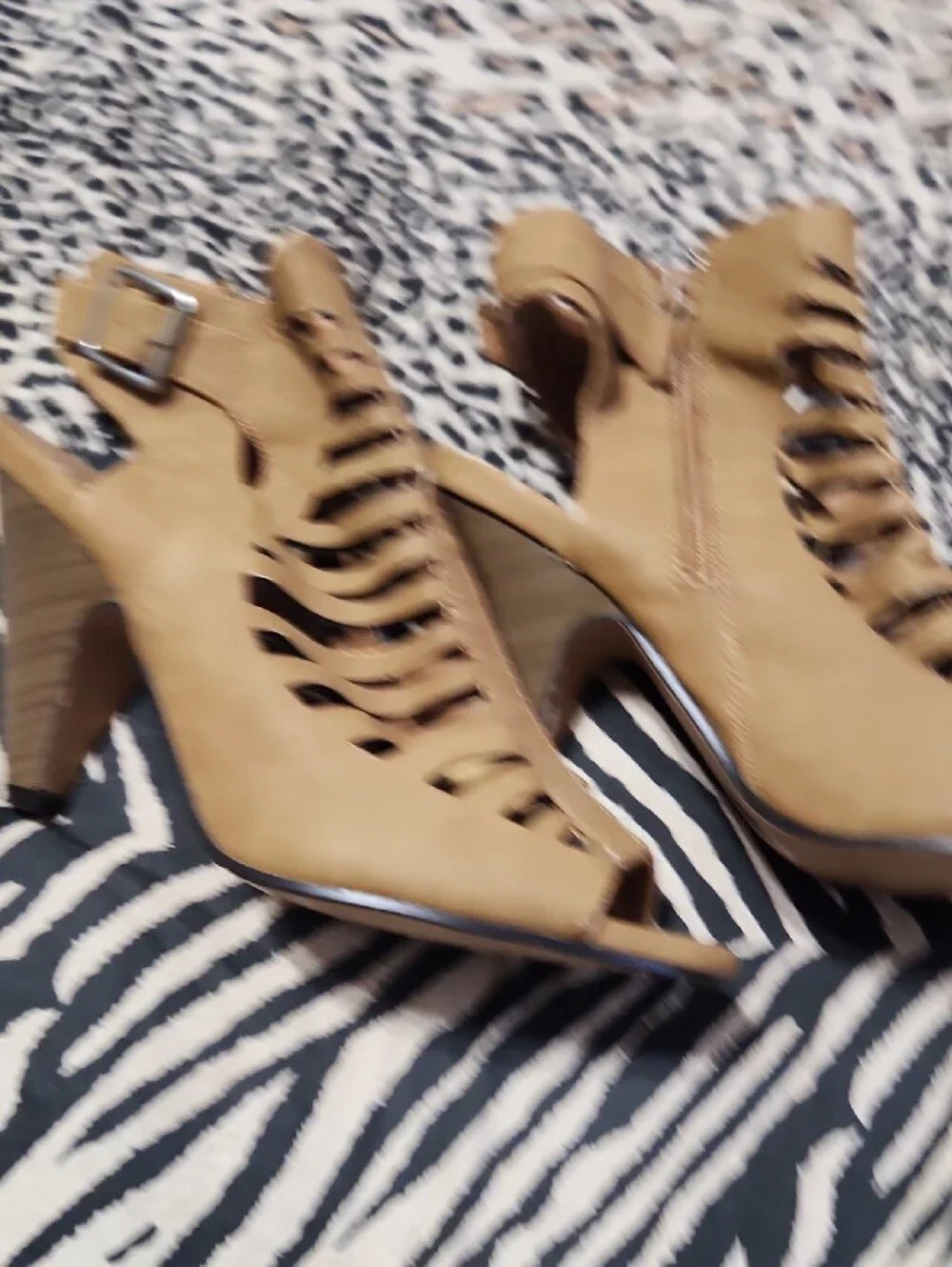 Charles Albert Tan Strappy Cutout Heeled Sandals
